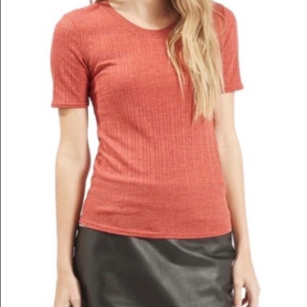 Topshop Petite Ribbed T-Shirt - Size 0P